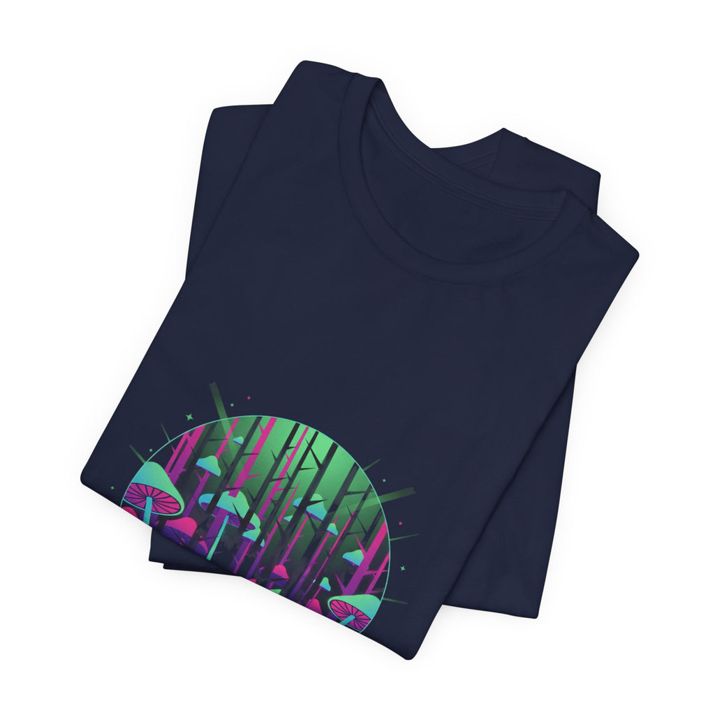 Neon Forest Pilz T-Shirt | leuchtendes Wald-Design, psychedelisches Pflanzen-T-Shirt