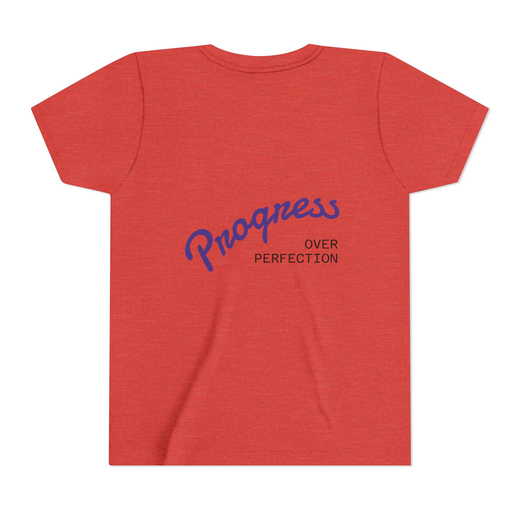 Progress Over Perfection Youth Tee | Less Hustle More Coffee design