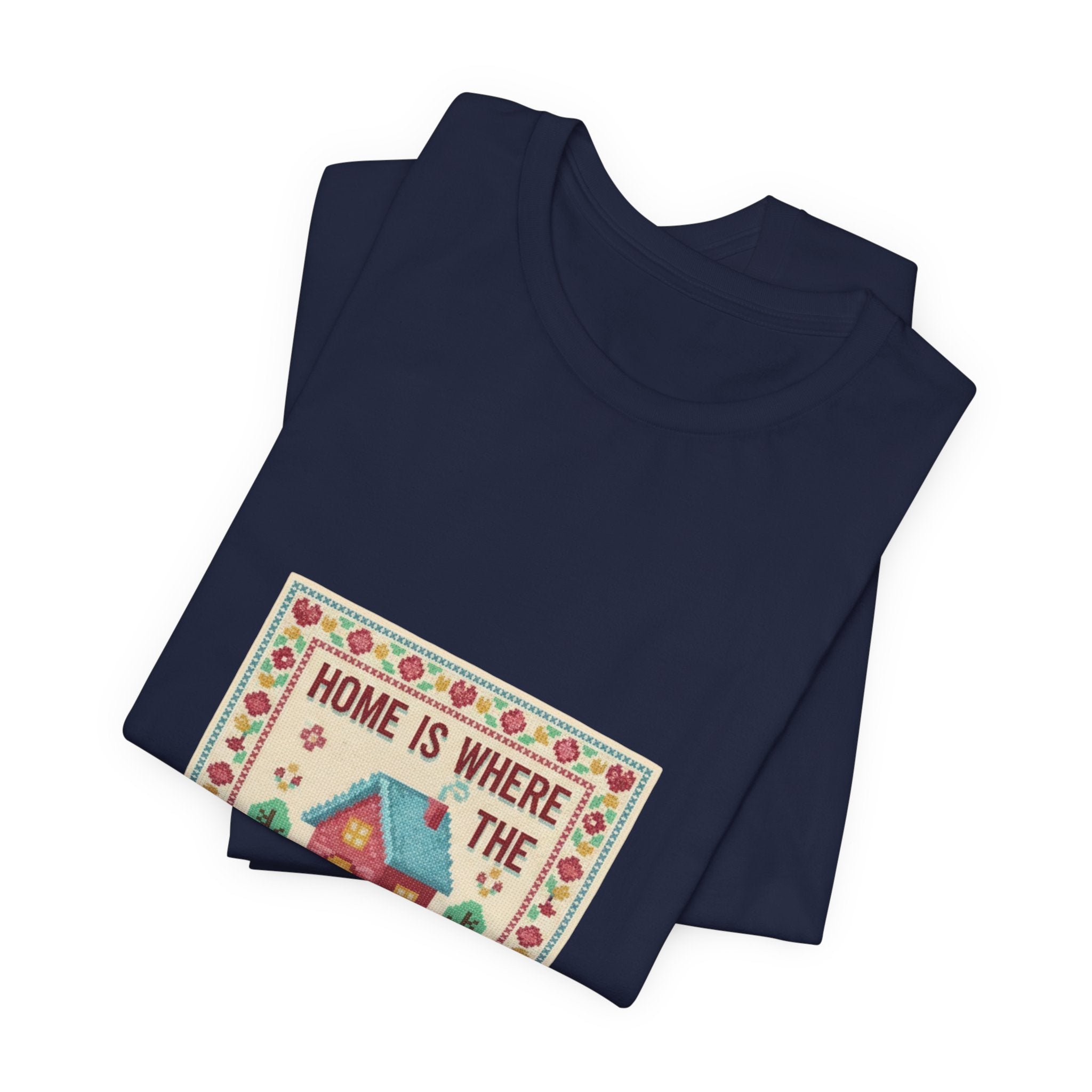 Home Is Where The People Aren't Tee | ironic embroidery, cross stitch meme