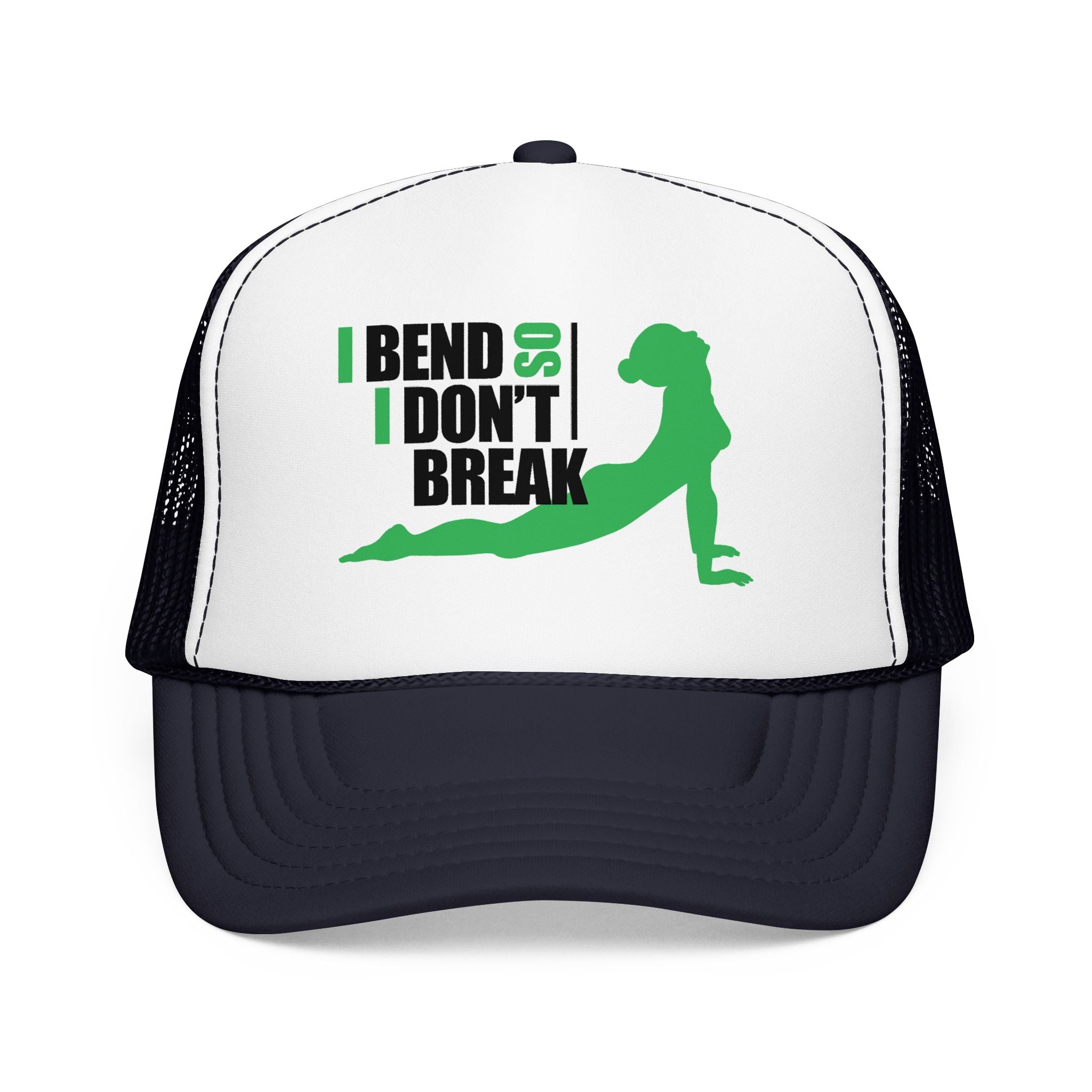 Bend Don’t Break Foam Trucker Hat – Yoga Stretch Mesh Cap