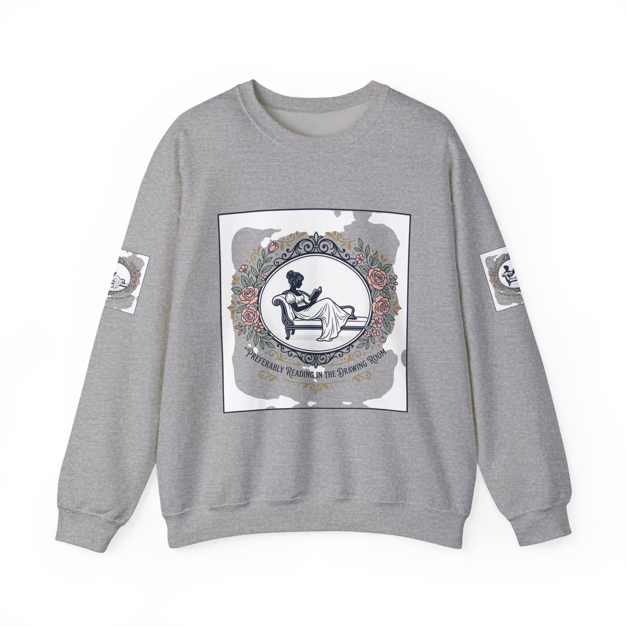 Bluza Damska z Nadrukiem | Czytająca Kobieta | Vintage Kwiatowy Medalion