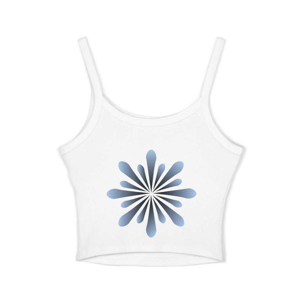 Floral Spiral Crop Tank — Blue Petal Sunburst Spaghetti Strap Tank Top