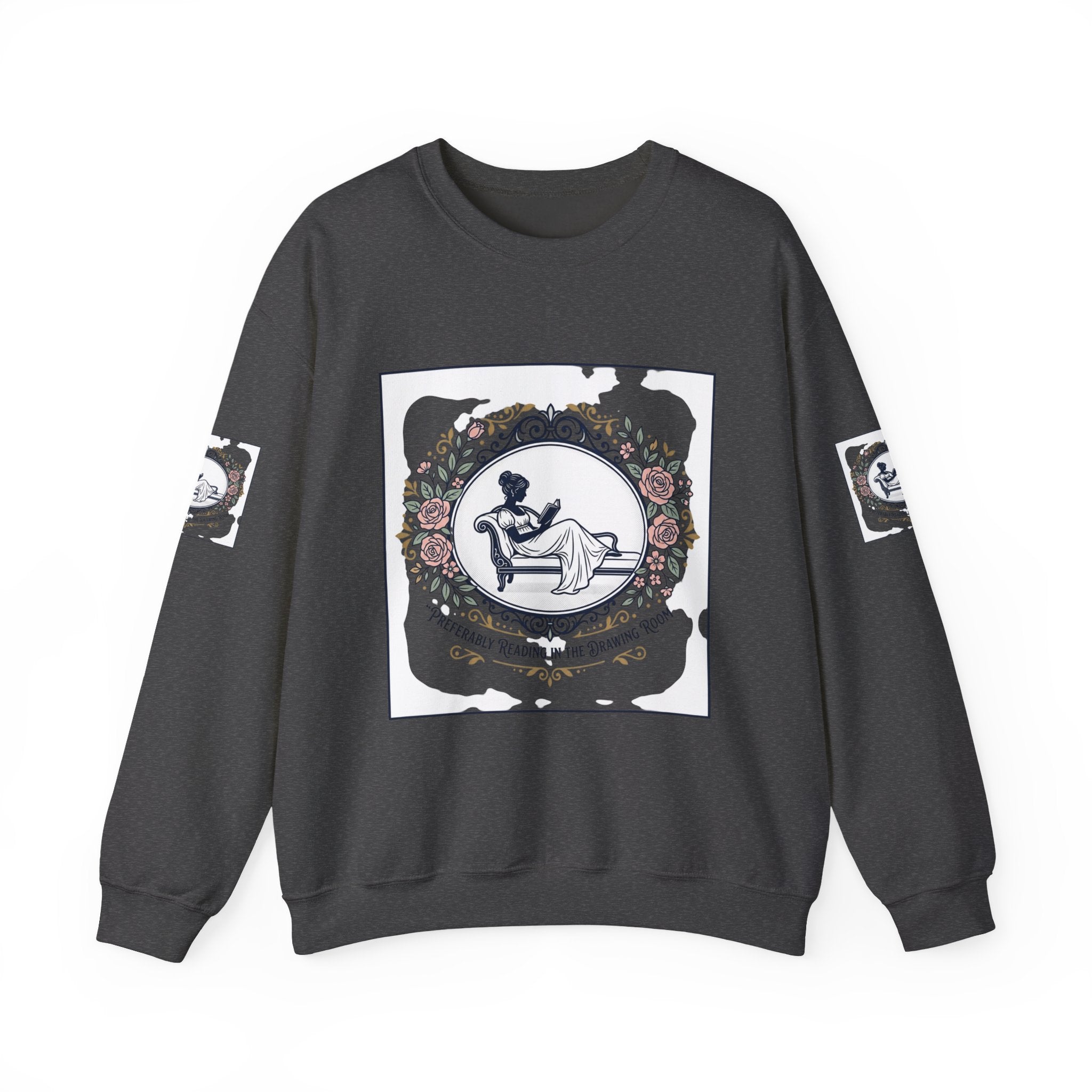 Bluza Damska z Nadrukiem | Czytająca Kobieta | Vintage Kwiatowy Medalion