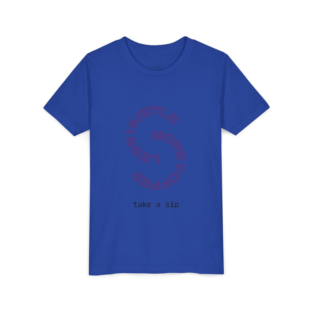 Progress Over Perfection Youth Tee | Less Hustle More Coffee design