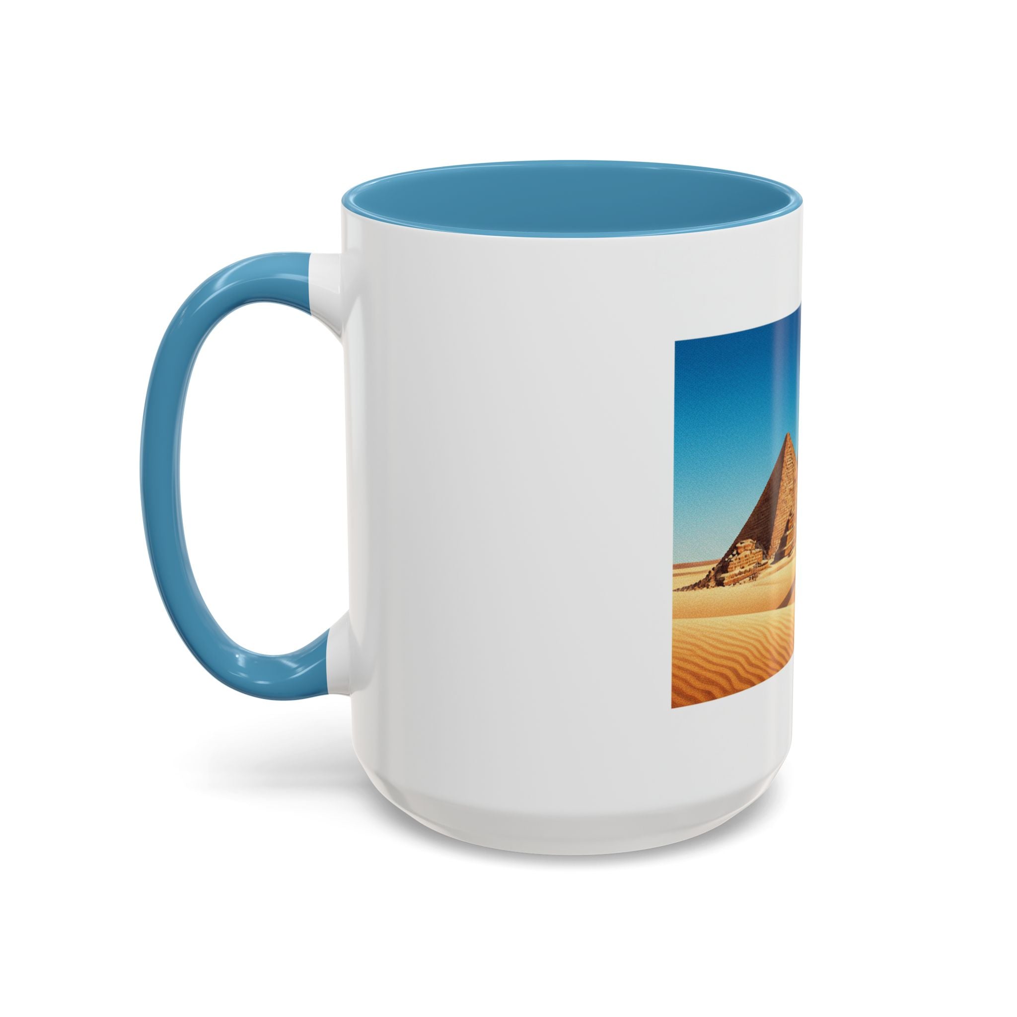 Egypt Pyramids Accent Coffee Mug — Desert Camel Travel Scene (11/15oz)