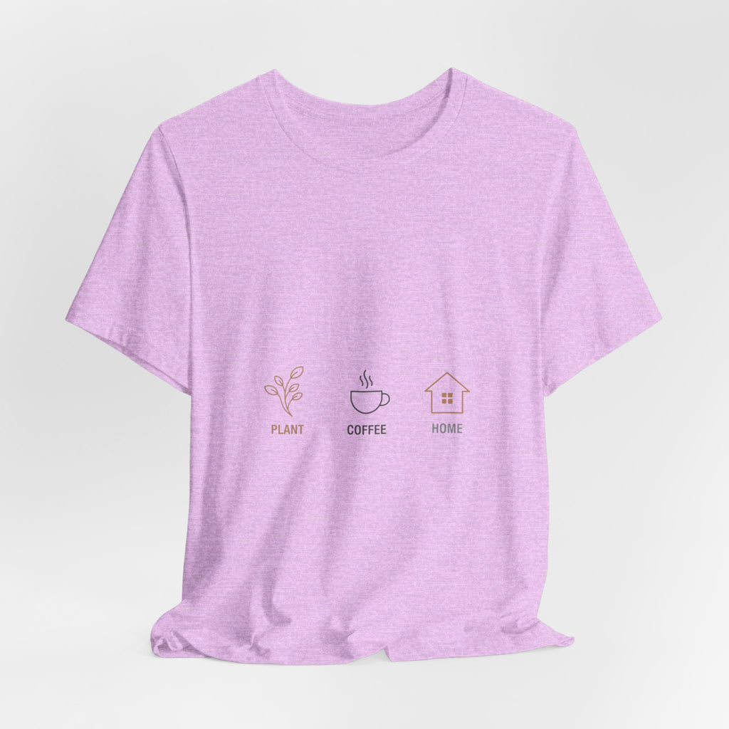 Plant Coffee Home minimal one-line art T-Shirt | single continuous line illustration, Scandi line art