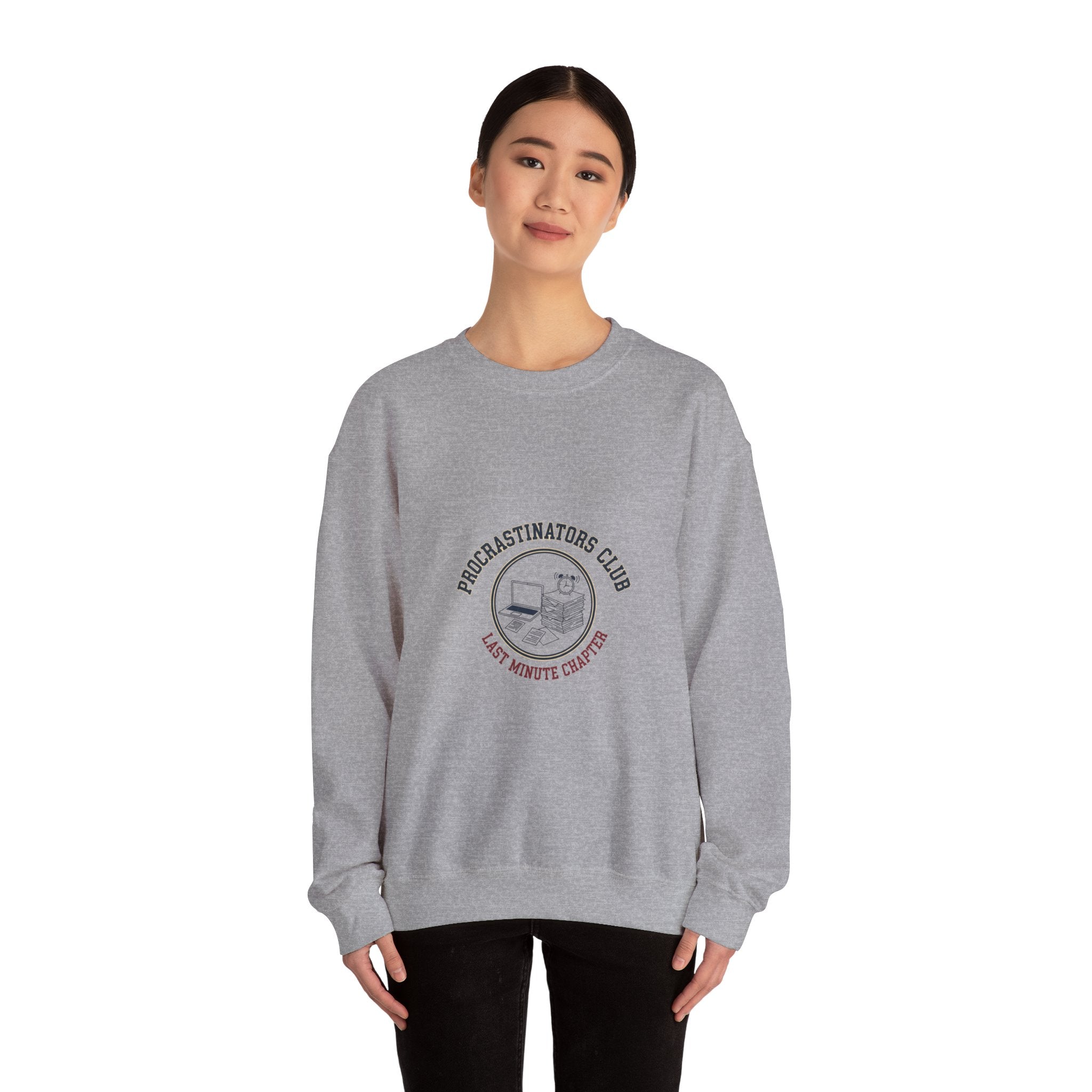 Procrastinators Club Sweatshirt | varsity style club shirt, ironic society merch