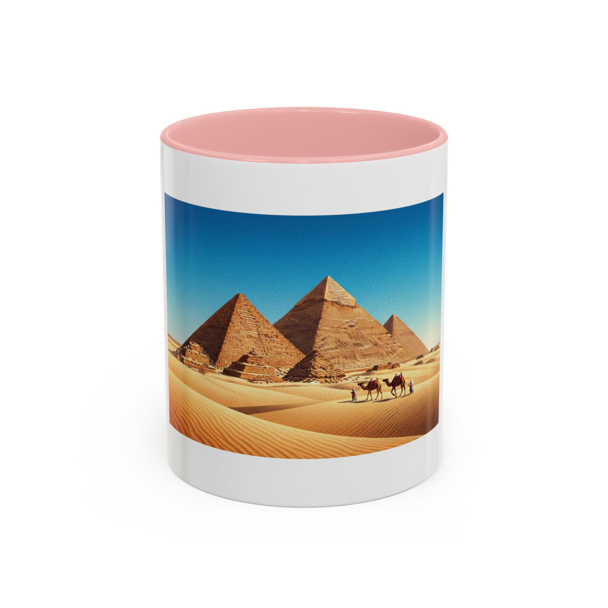 Egypt Pyramids Accent Coffee Mug — Desert Camel Travel Scene (11/15oz)