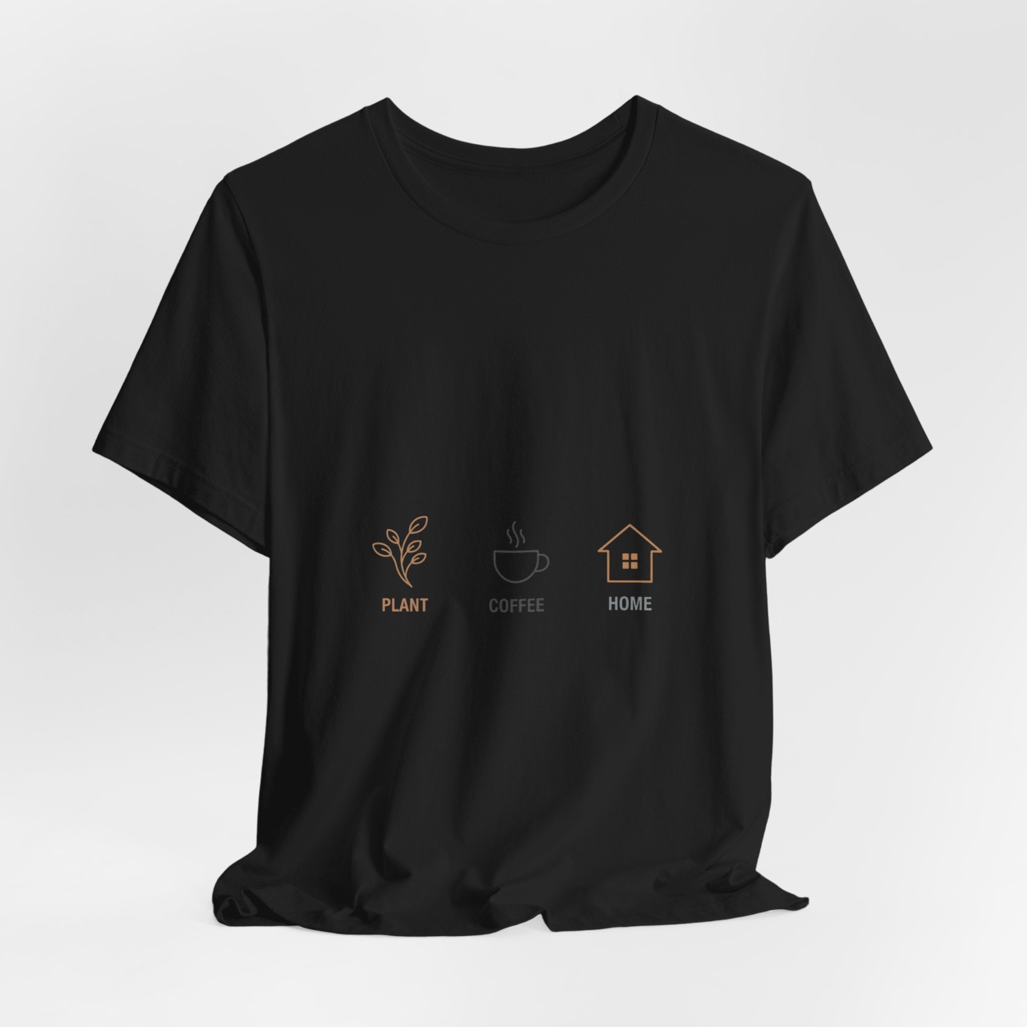 Plant Coffee Home minimal one-line art T-Shirt | single continuous line illustration, Scandi line art