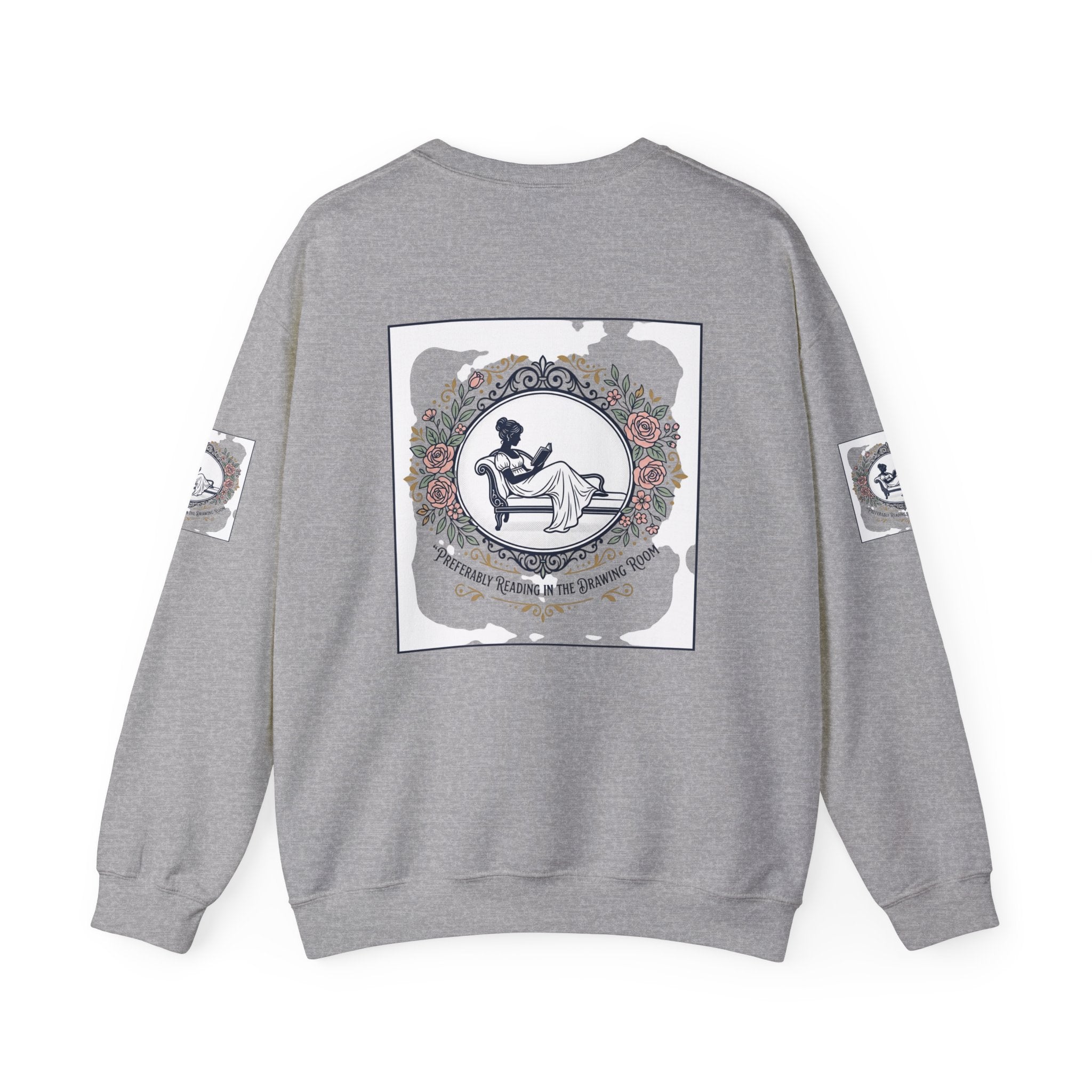 Bluza Damska z Nadrukiem | Czytająca Kobieta | Vintage Kwiatowy Medalion