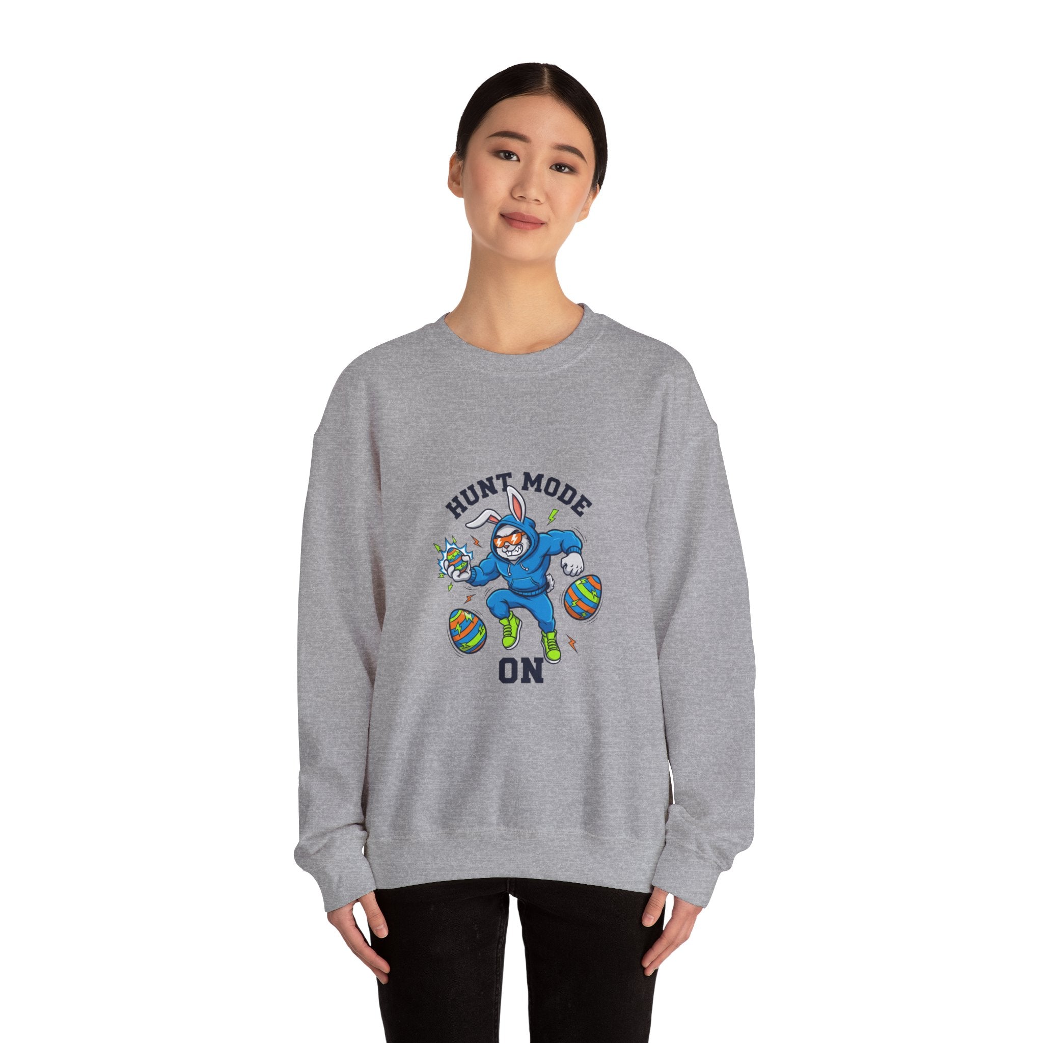 Hunt Mode On Easter Crewneck Sweatshirt | boys Easter shirt, egg hunter