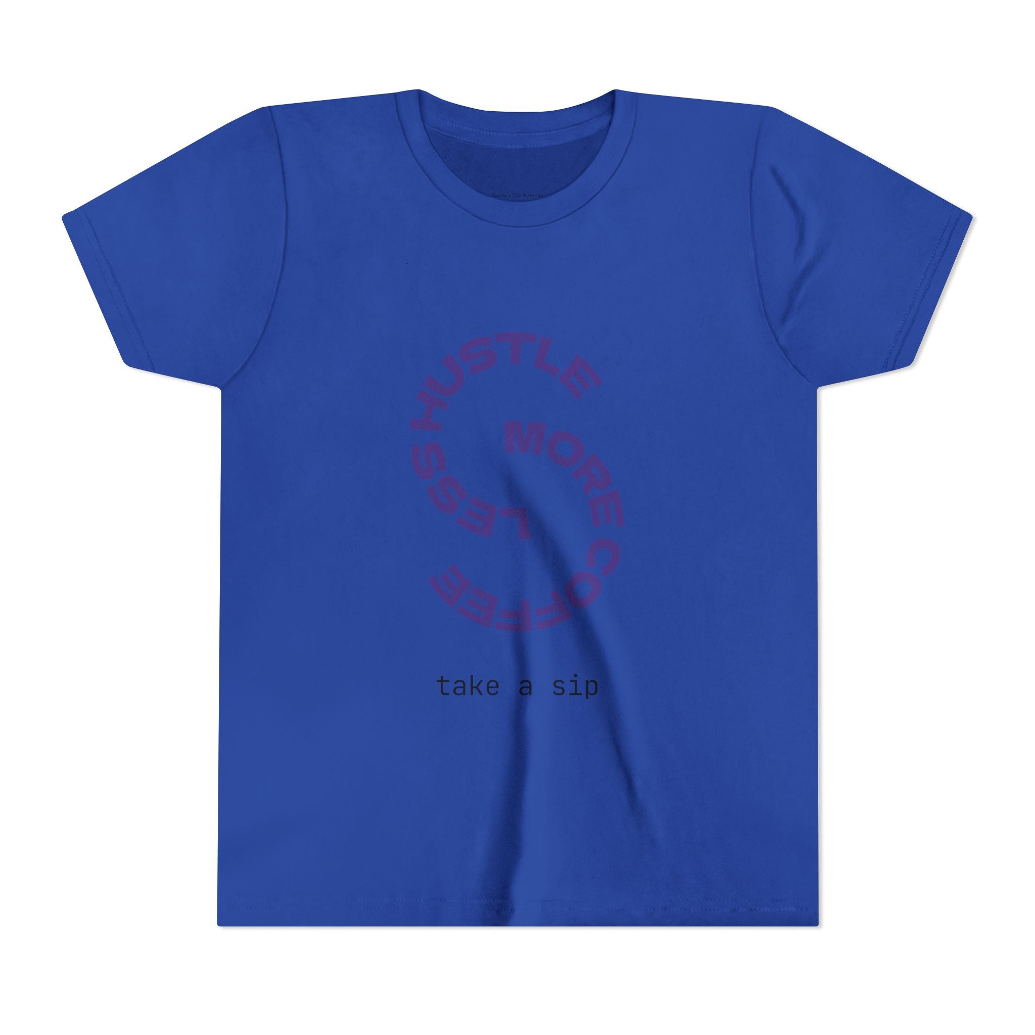 Progress Over Perfection Youth Tee | Less Hustle More Coffee design