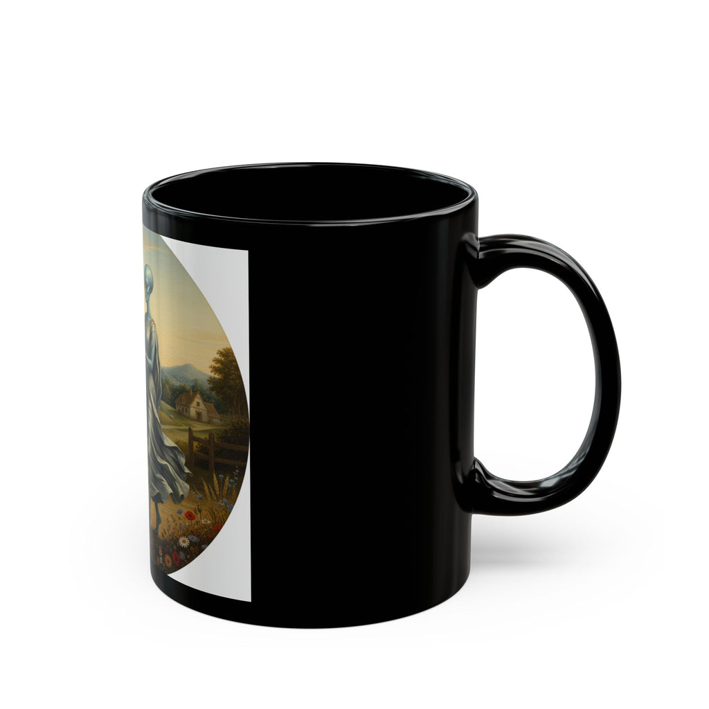 Alien Couple Dancing vintage pastoral scene Mug | Black ceramic