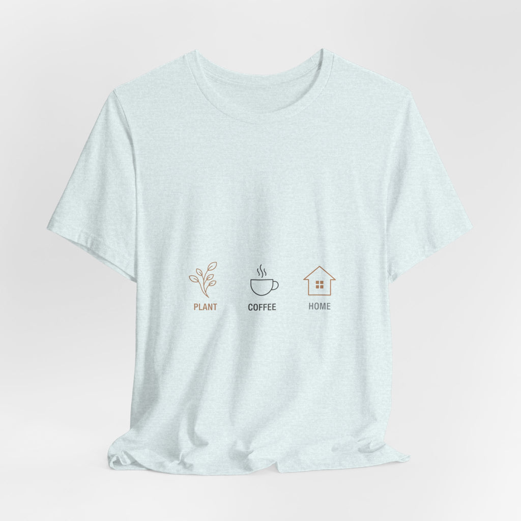 Plant Coffee Home minimal one-line art T-Shirt | single continuous line illustration, Scandi line art