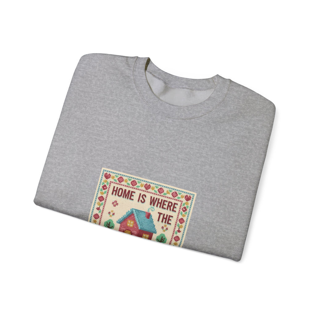 Home Is Where The People Aren't Sweatshirt | ironic embroidery, grandma chic