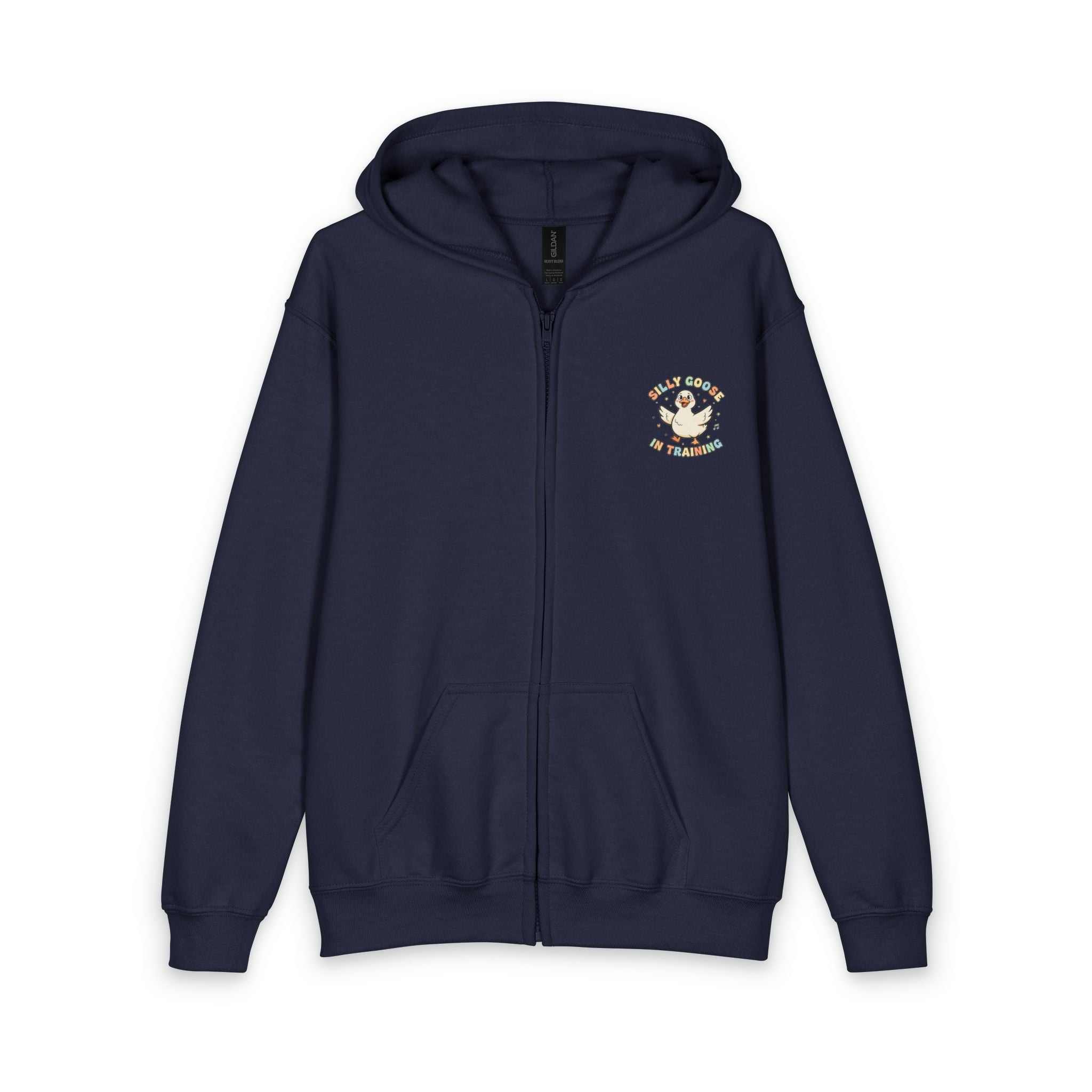 Silly Goose in Training Hoodie | Cute Cartoon Goose Kids Zip-Up