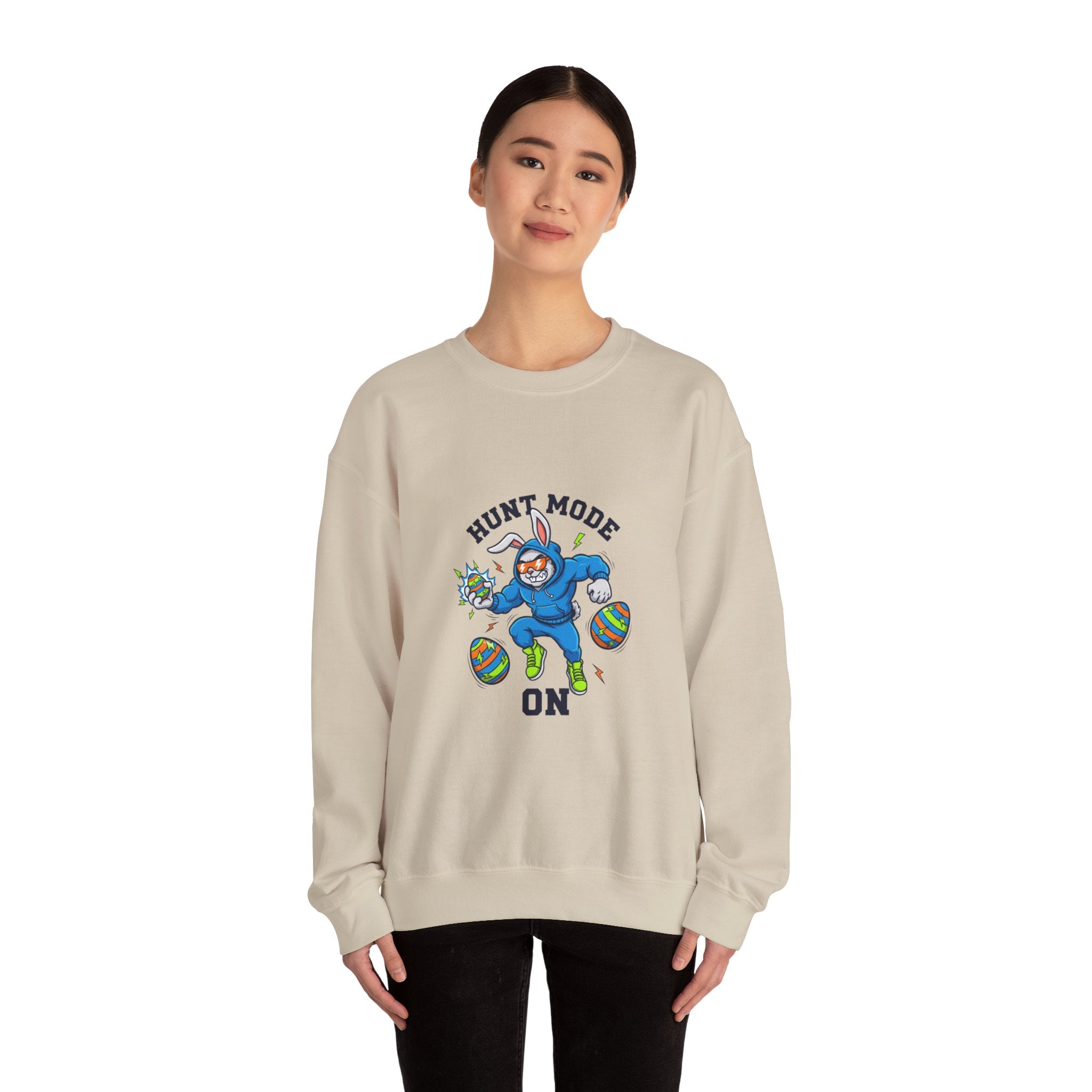 Hunt Mode On Easter Crewneck Sweatshirt | boys Easter shirt, egg hunter