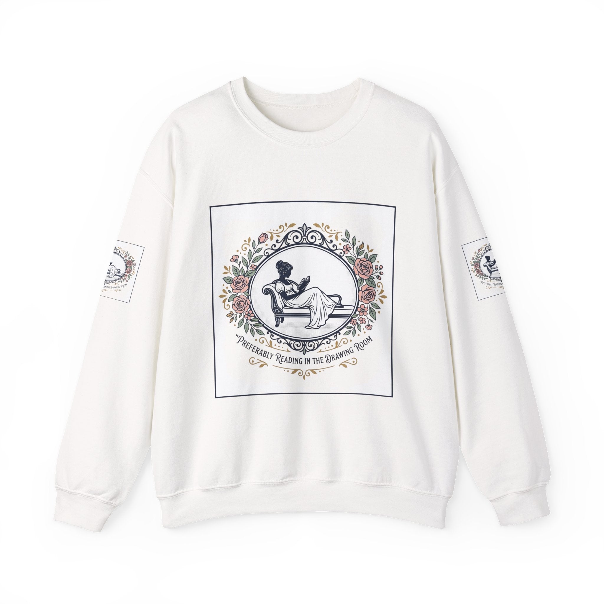 Bluza Damska z Nadrukiem | Czytająca Kobieta | Vintage Kwiatowy Medalion