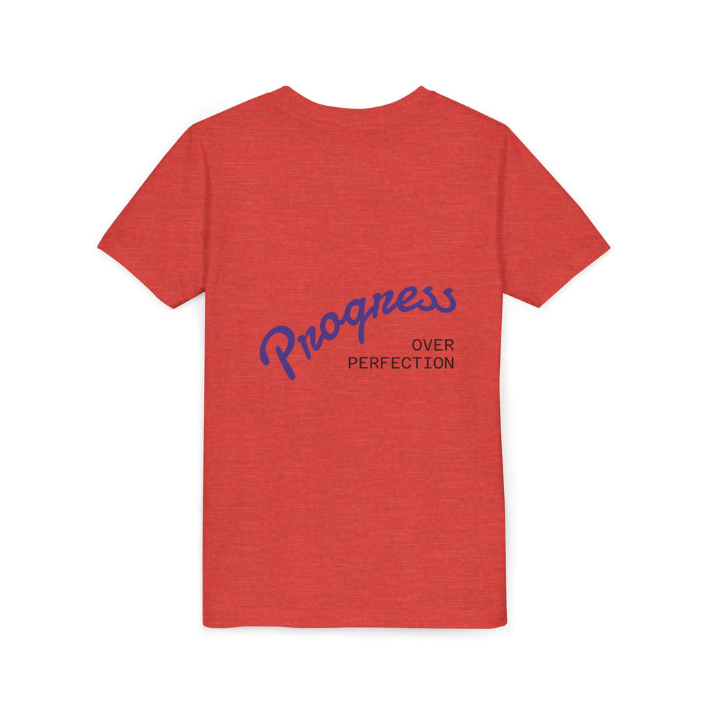Progress Over Perfection Youth Tee | Less Hustle More Coffee design
