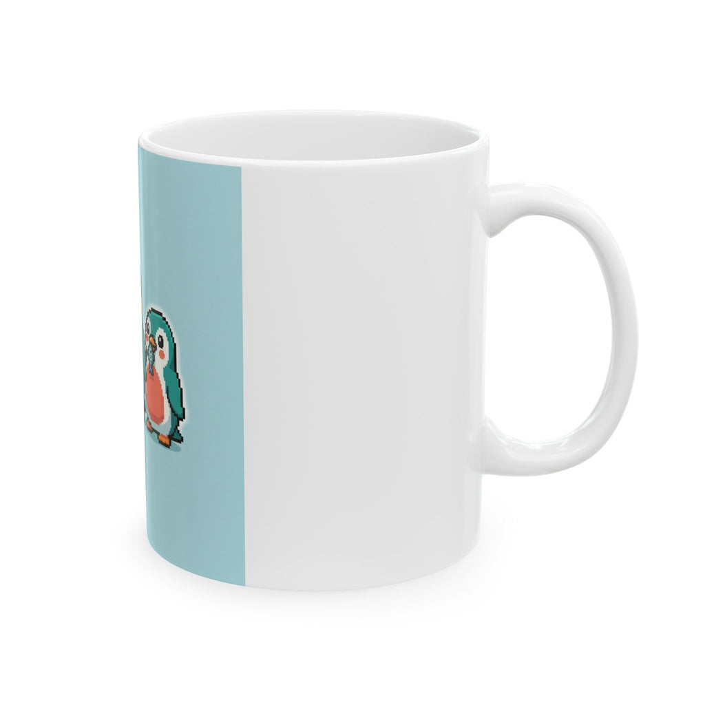 Cute Pixel Penguin Family Mug | Ceramic Coffee Cup