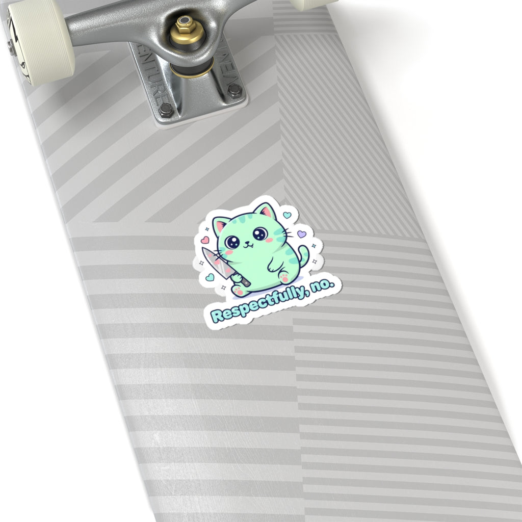 Respectfully No Sticker | Soft Threat kawaii, pastel cute menacing