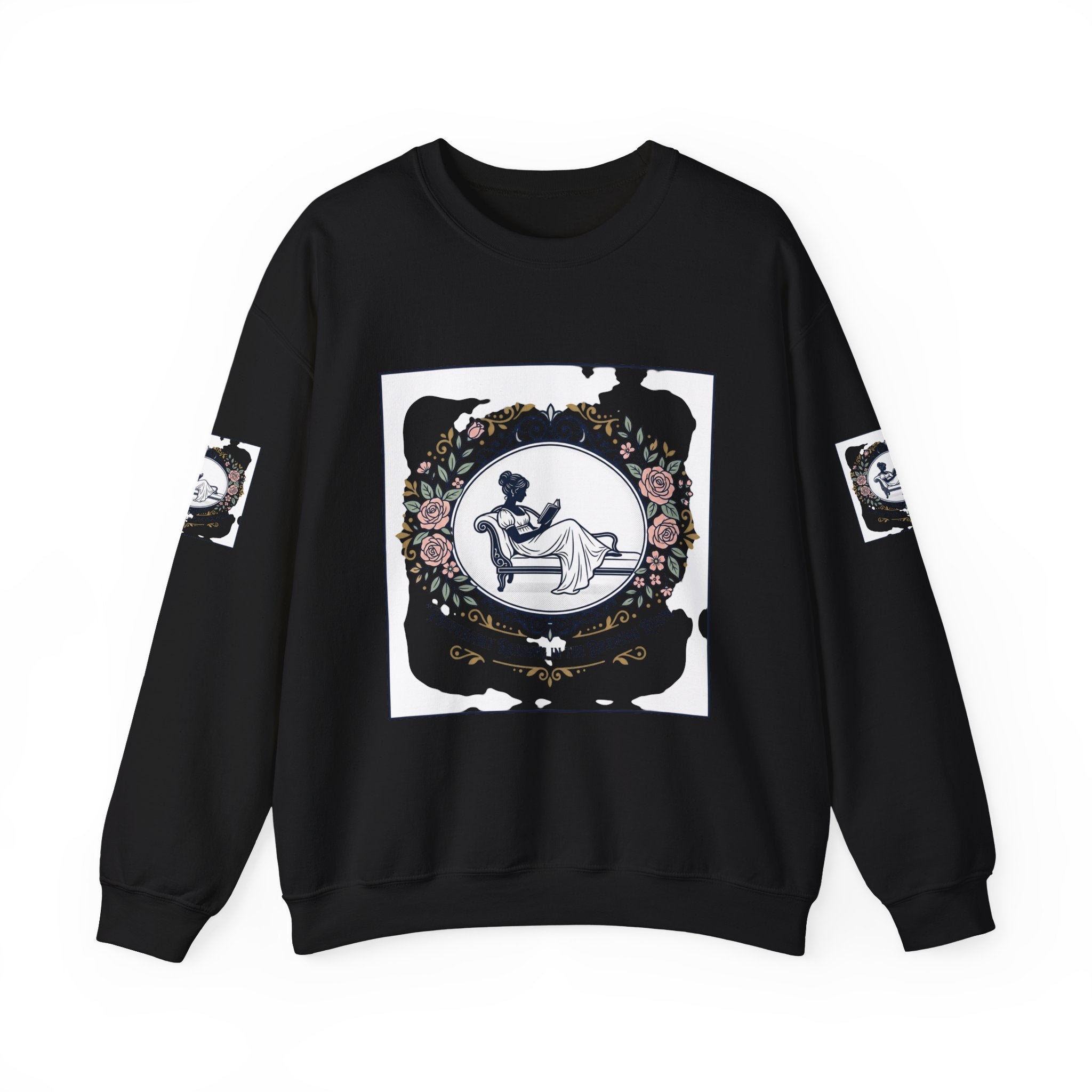 Bluza Damska z Nadrukiem | Czytająca Kobieta | Vintage Kwiatowy Medalion