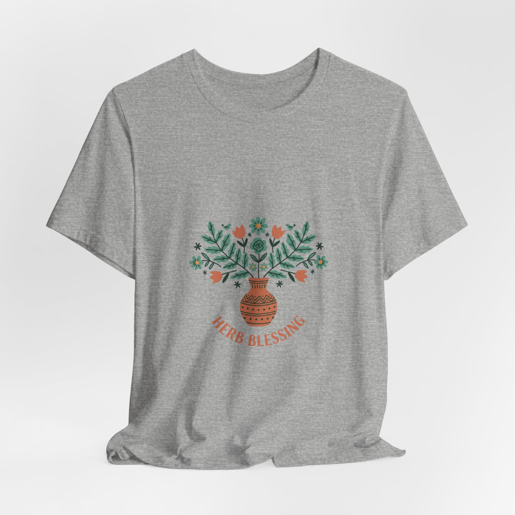 Herb Blessing Tee | Hand-Drawn Folk Botanical, embroidery style design