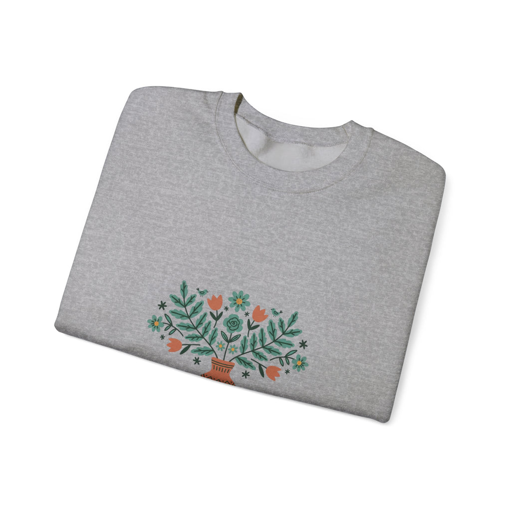 Herb Blessings Sweatshirt | Hand-Drawn Folk Botanical, embroidery style design