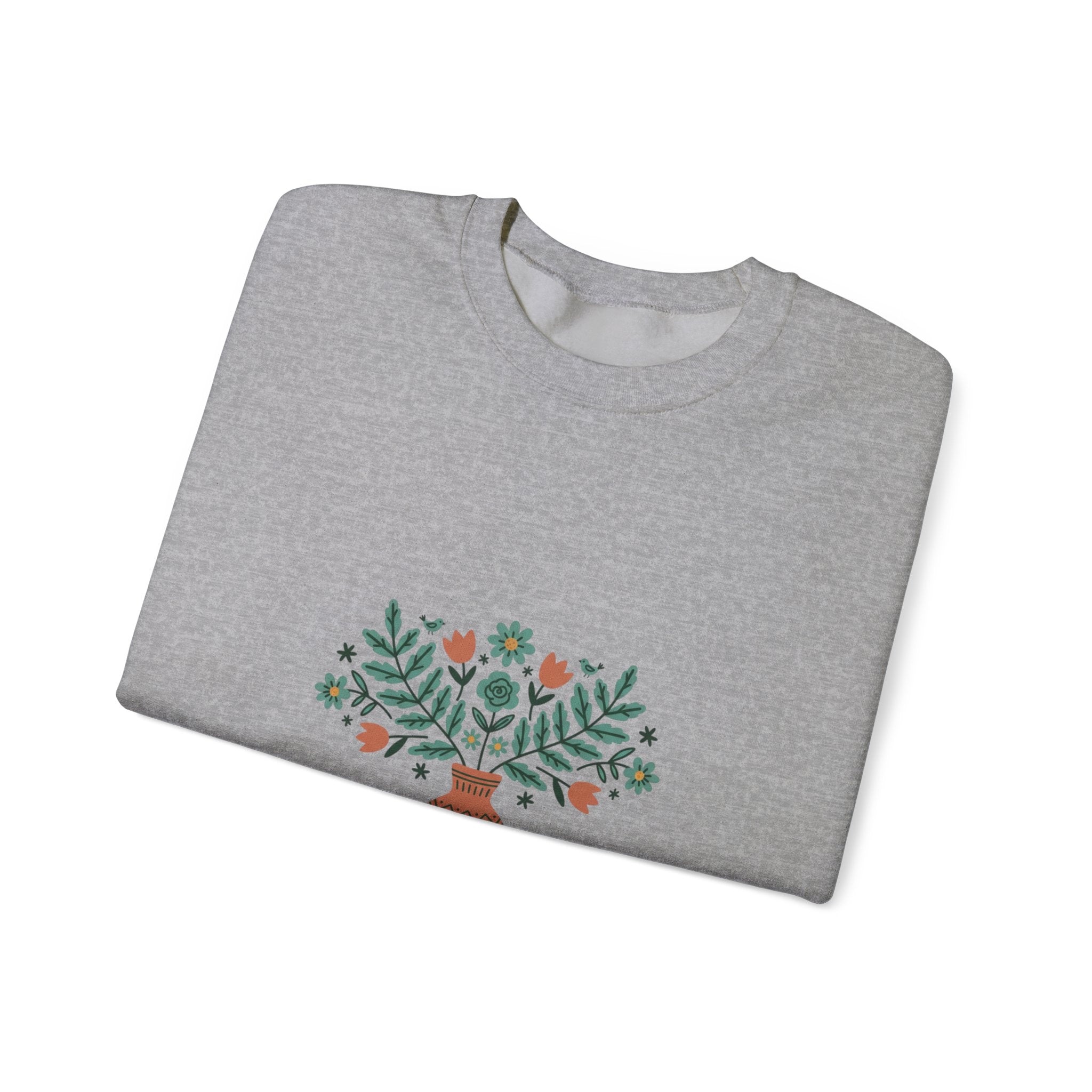 Herb Blessings Sweatshirt | Hand-Drawn Folk Botanical, embroidery style design