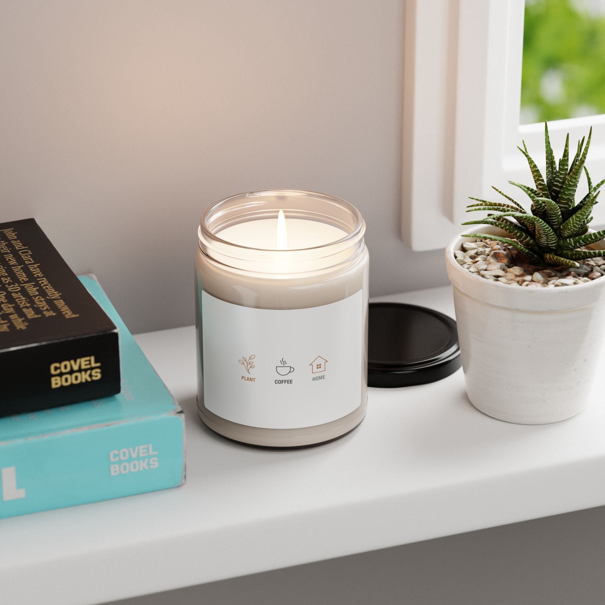 One-Line Plant Coffee Home Candle, Minimalist Soy Candle, Scandi Line Art