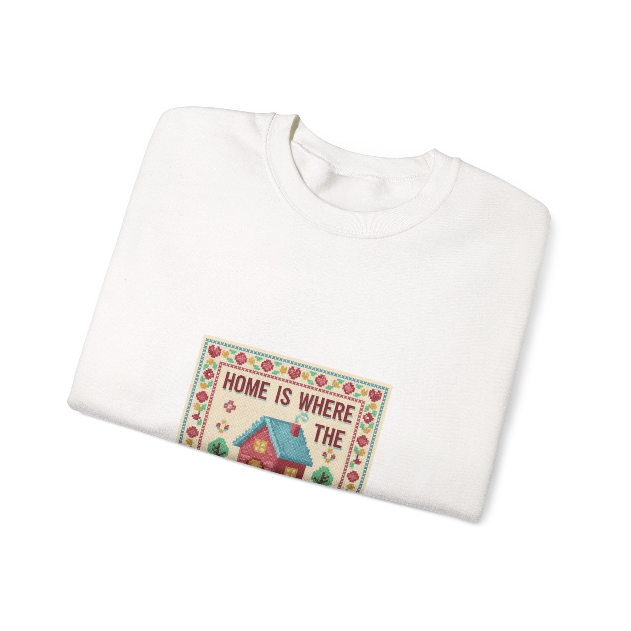 Home Is Where The People Aren't Sweatshirt | ironic embroidery, grandma chic
