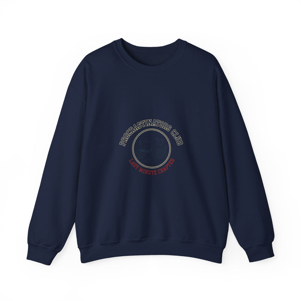 Procrastinators Club Sweatshirt | varsity style club shirt, ironic society merch
