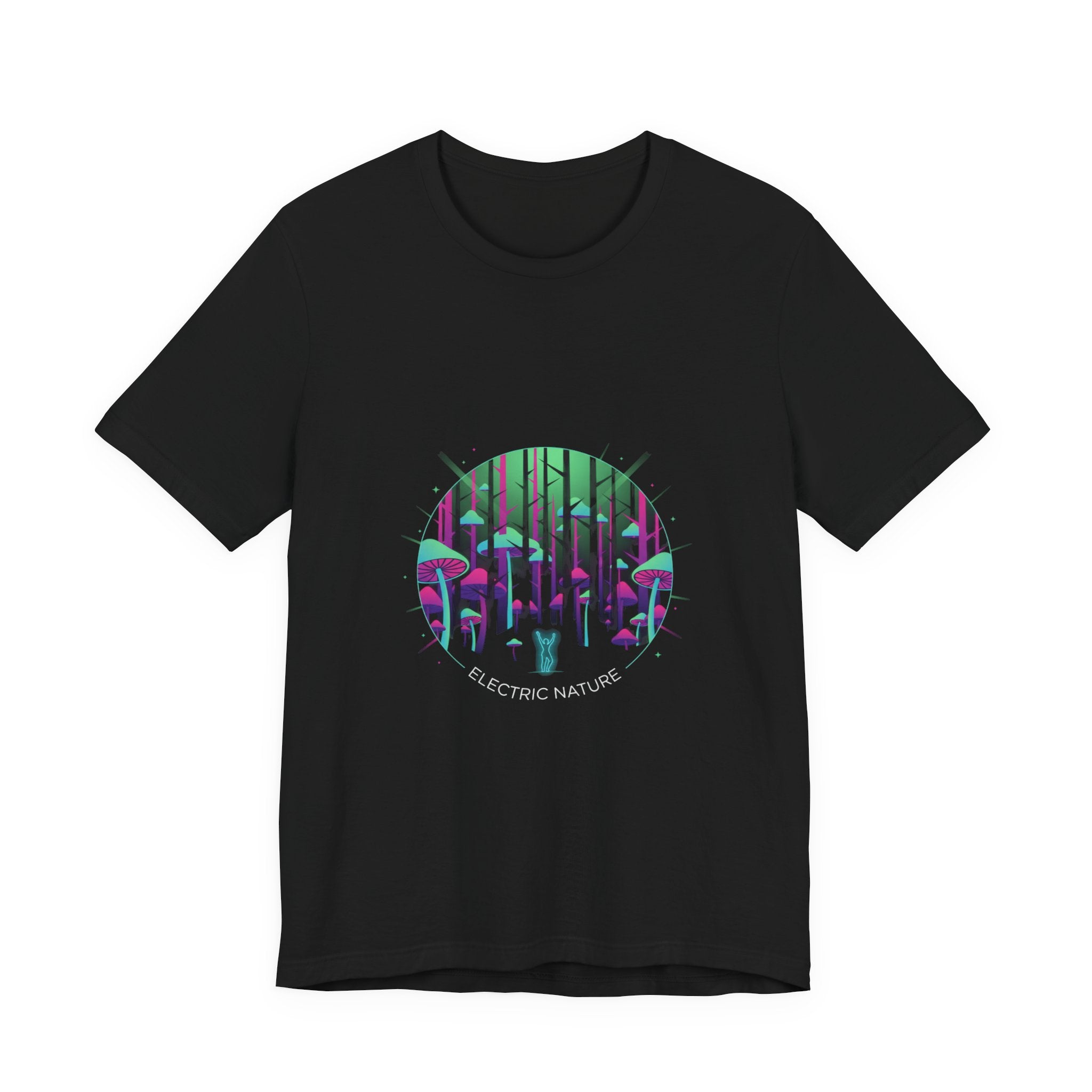 Neon Forest Mushroom Tee | glow forest design, psychedelic plant t-shirt