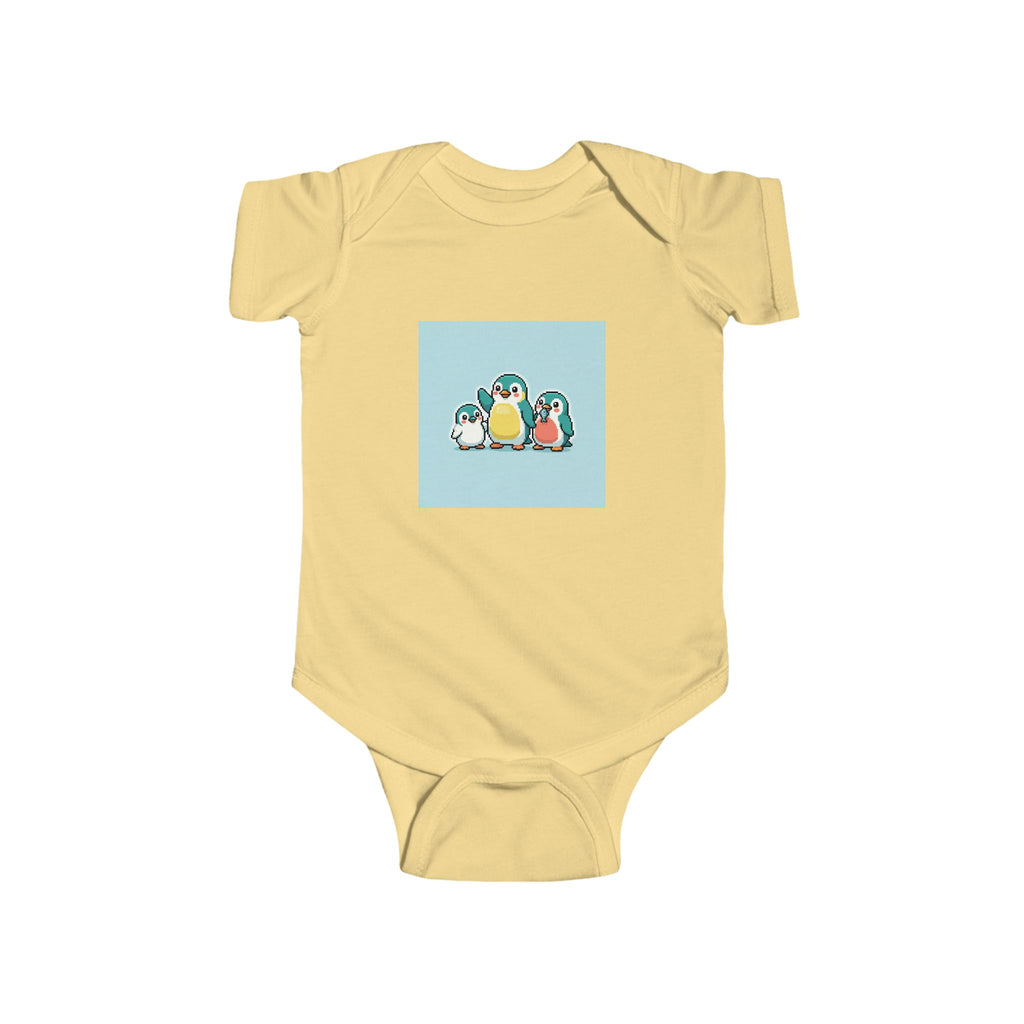Cute Animal Baby Bodysuit — Playful Birds & Cat Infant Onesie
