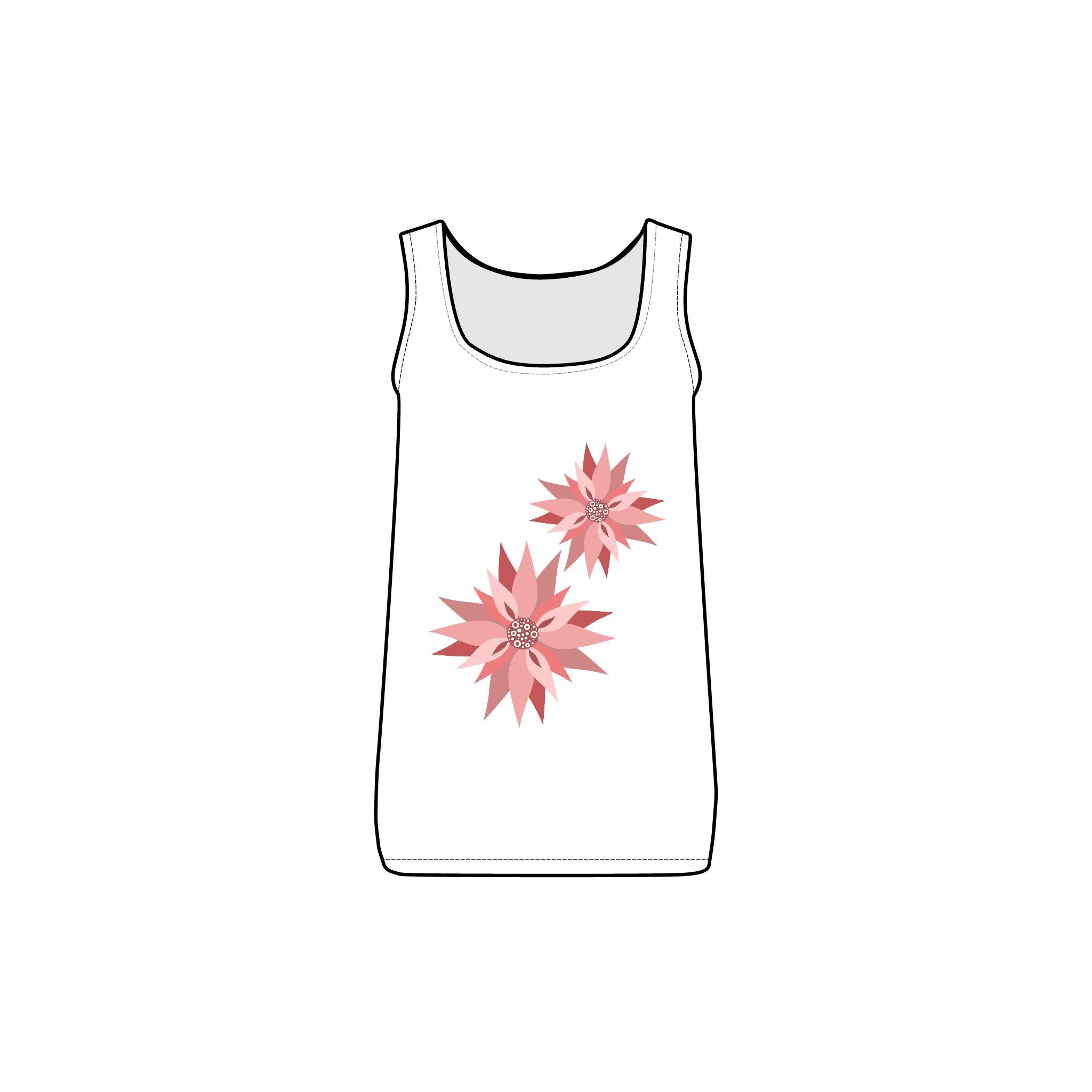 Floral Pink Poinsettia Tank — Women's Ribbed Holiday Tank Top