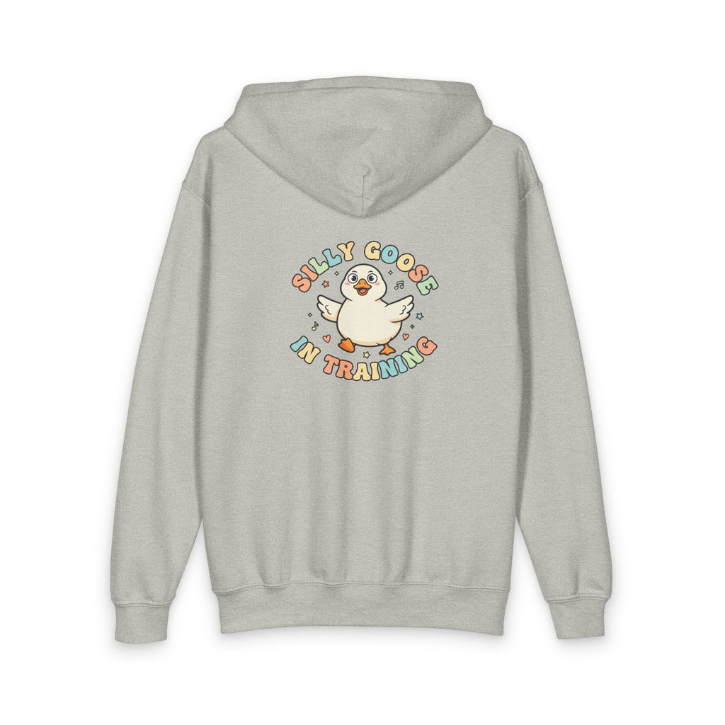 Silly Goose in Training Hoodie | Cute Cartoon Goose Kids Zip-Up