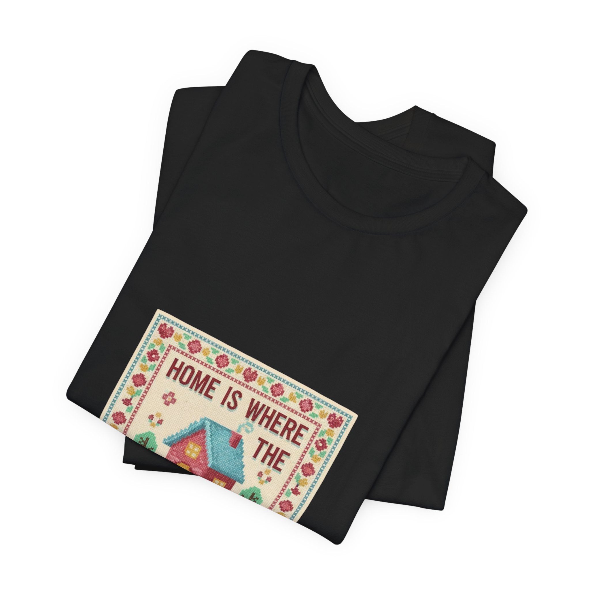 Home Is Where The People Aren't Tee | ironic embroidery, cross stitch meme