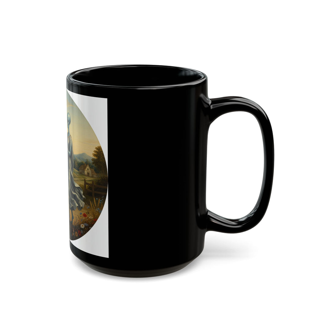 Alien Couple Dancing vintage pastoral scene Mug | Black ceramic