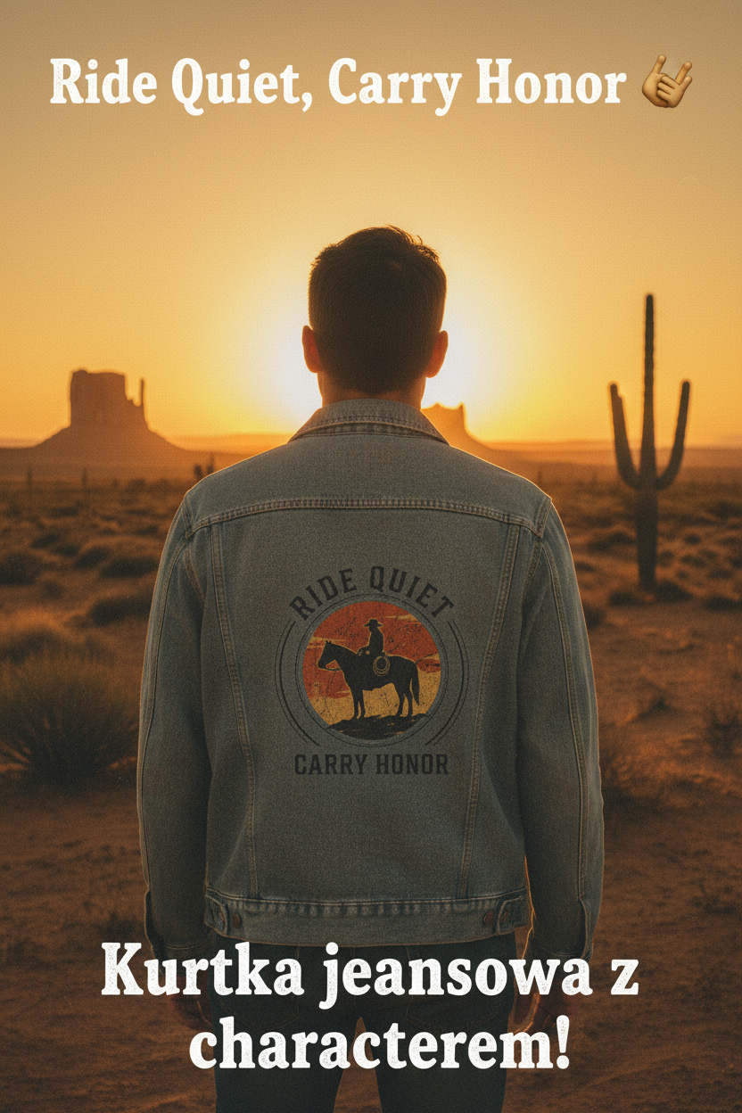 Ride Queen denim jacket | cowboy silhouette sunset graphic